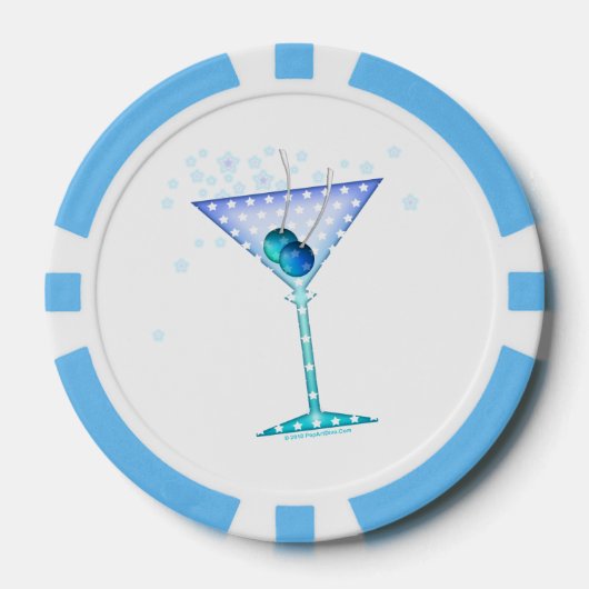AANGEPASTE POKER CHIPS - BLAUWE MARTINI (Voorkant)