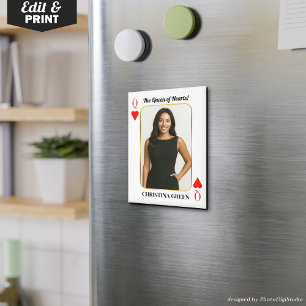 Aangepaste Poker Kaart met Foto, Queen of Hearts Magneet