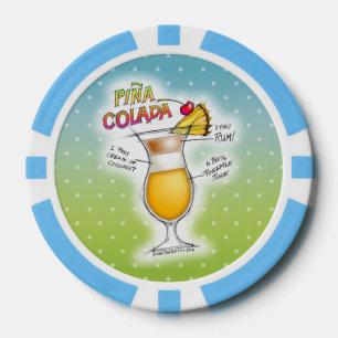 AANGEPASTE POKERCHIP, PINA COLADA RECEPT COCKTAIL POKER CHIPS