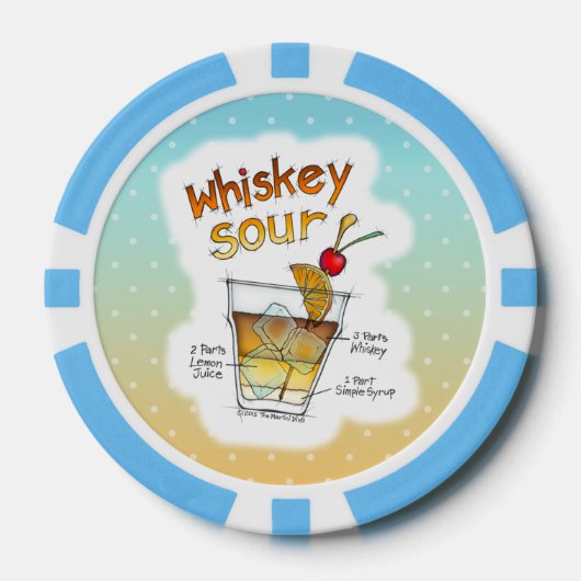 AANGEPASTE POKERCHIPS - WHISKEY SOUR RECEPT KUNST (Voorkant)