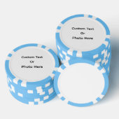 Aangepaste pokerfiches, lichtblauwe gestreepte ran poker chips (Opstapeling)
