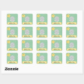 Aangepaste poladoffelaar met naam en leeftijd vierkante sticker (Vel)