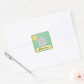 Aangepaste poladoffelaar met naam en leeftijd vierkante sticker (Envelop)