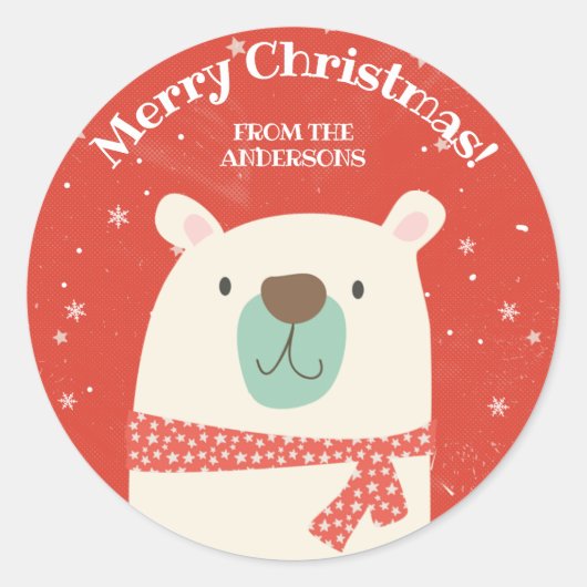 Aangepaste Polar Beer Kerst Ronde Sticker (Voorkant)