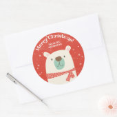 Aangepaste Polar Beer Kerst Ronde Sticker (Envelop)