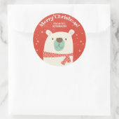 Aangepaste Polar Beer Kerst Ronde Sticker (Tas)