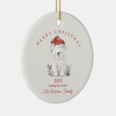 Aangepaste Polar beer waterverf Kerstfoto cadeau Keramisch Ornament (Rechts)