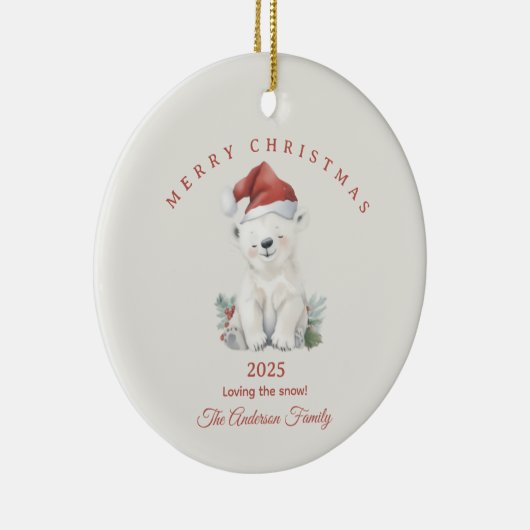 Aangepaste Polar beer waterverf Kerstfoto cadeau Keramisch Ornament (Rechts)