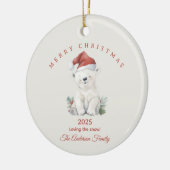 Aangepaste Polar beer waterverf Kerstfoto cadeau Keramisch Ornament (Links)