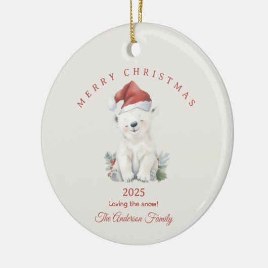 Aangepaste Polar beer waterverf Kerstfoto cadeau Keramisch Ornament (Links)