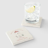 Aangepaste Polar beer waterverf Kerstvibe cadeau Stenen Onderzetter (Zijkant)