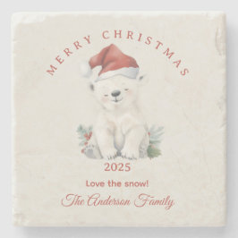 Aangepaste Polar beer waterverf Kerstvibe cadeau Stenen Onderzetter