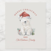 Aangepaste Polar beer waterverf Kerstvibe cadeau Wijn Etiket (Enkel label)