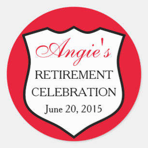 Aangepaste politie-badge zwarte rood pensioen ronde sticker