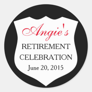 Aangepaste politie-badge zwarte rood pensioen ronde sticker