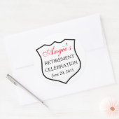 Aangepaste politie-badge zwarte rood pensioen ronde sticker (Envelop)
