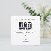 Aangepaste Politie Papa Vaderdag Dunne Blauwe Lijn Kaart (Staand voorkant)