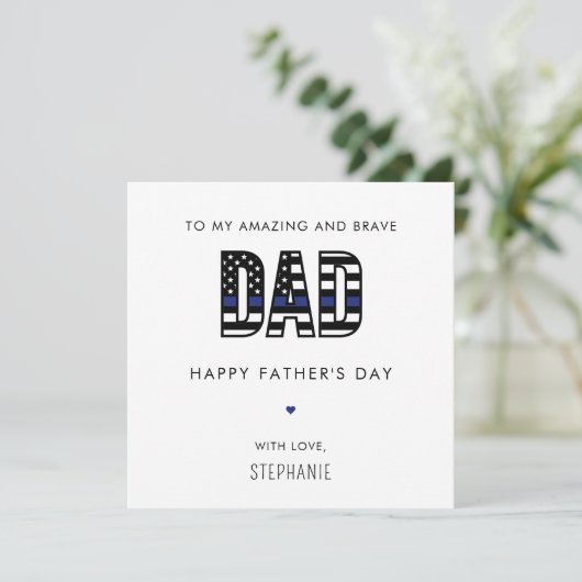 Aangepaste Politie Papa Vaderdag Dunne Blauwe Lijn Kaart (Staand voorkant)