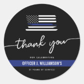 Aangepaste Politie Pensioen Viering Ronde Sticker (Voorkant)