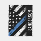 Aangepaste politie Thin Blue Line American Flag Of Fleece Deken (Voorkant)