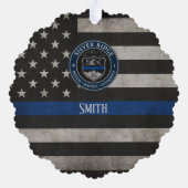 Aangepaste Politie Thin Blue Line Amerikaanse Vlag Ornament Kaart (Achterkant)
