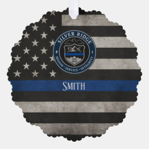 Aangepaste Politie Thin Blue Line Amerikaanse Vlag Ornament Kaart