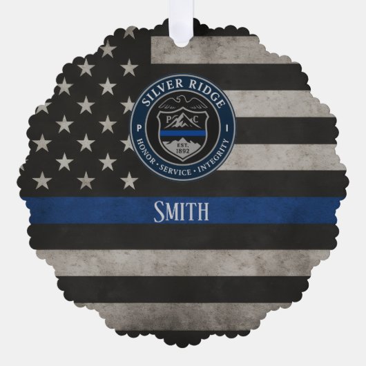 Aangepaste Politie Thin Blue Line Amerikaanse Vlag Ornament Kaart (Voorkant)