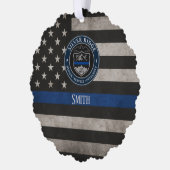 Aangepaste Politie Thin Blue Line Amerikaanse Vlag Ornament Kaart (Links)