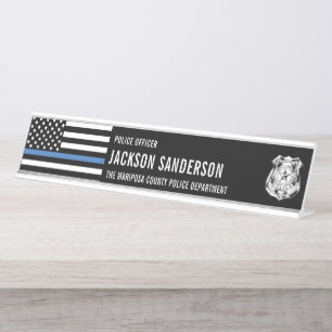 Aangepaste politieagent afdelings Thin Blue Line Bureau Naambordje