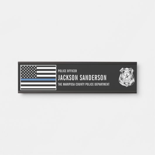 Aangepaste politieagent afdelings Thin Blue Line Deurbordje (Voorkant)