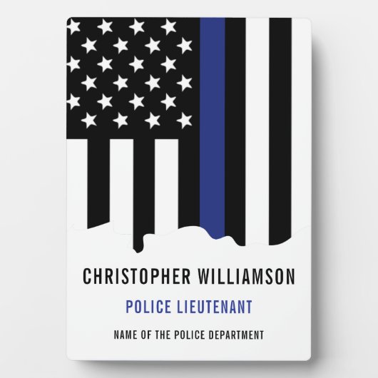 Aangepaste politieagent Dünne Blauwe Lijn Politie Fotoplaat (voorkant)