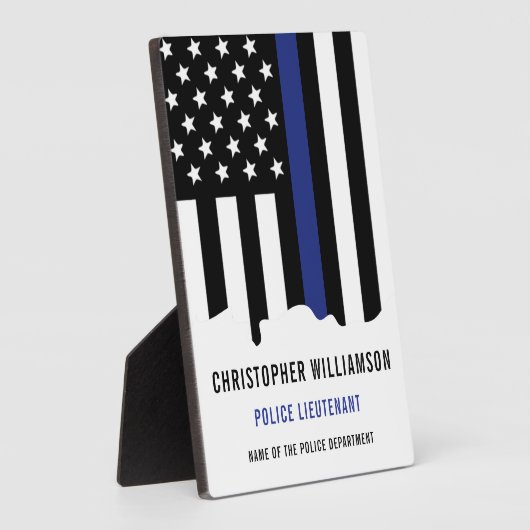 Aangepaste politieagent Dünne Blauwe Lijn Politie Fotoplaat (Zijkant)