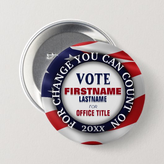 Aangepaste politieke Button Amerikaanse vlag (Voorkant /achterkant)