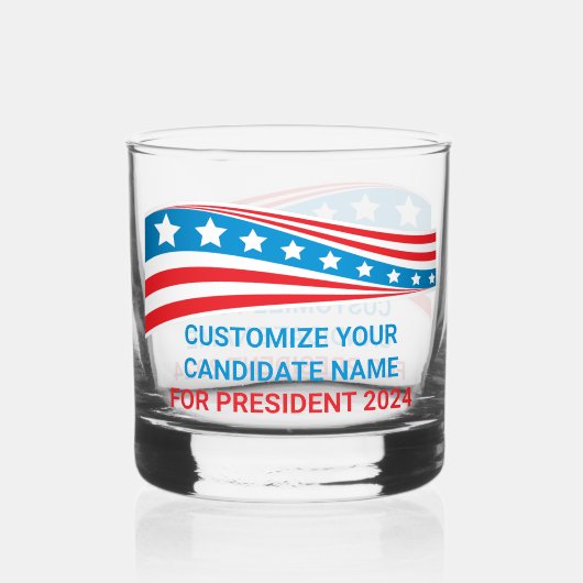 Aangepaste politieke campagne 2024 Amerikaanse vla Whisky Glas (Achterkant)