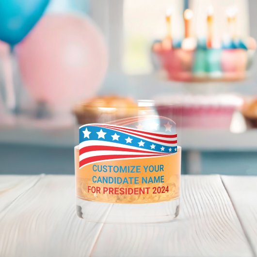 Aangepaste politieke campagne 2024 Amerikaanse vla Whisky Glas (Insitu (Baby Shower))