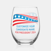 Aangepaste politieke campagne 2024 Amerikaanse vla Wijnglas Zonder Voet (Voorkant)