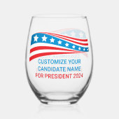 Aangepaste politieke campagne 2024 Amerikaanse vla Wijnglas Zonder Voet (Achterkant)