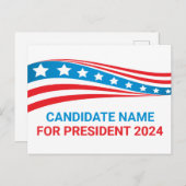 Aangepaste politieke campagne Amerikaanse vlag Sja Briefkaart (Voorkant / Achterkant)