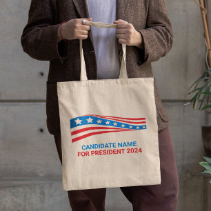 Aangepaste politieke campagne Amerikaanse vlag Sja Tote Bag