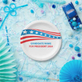 Aangepaste politieke campagne Amerikaanse vlag ver Papieren Bordje (Feest)