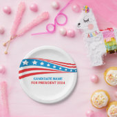 Aangepaste politieke campagne Amerikaanse vlag ver Papieren Bordje (Feest)