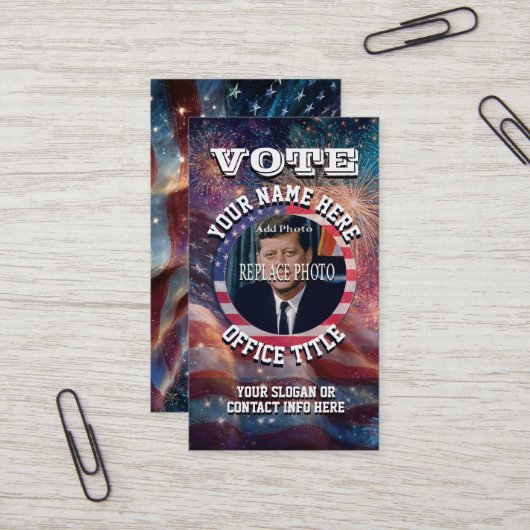 Aangepaste politieke campagnesjabloon visitekaartje (Voorkant / Achterkant in situ)
