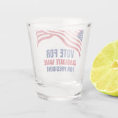 Aangepaste politieke kandidaat 2024 verkiezingscam shot glas (Achterkant)