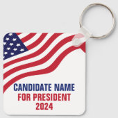 Aangepaste politieke kandidaat 2024 verkiezingscam sleutelhanger (Achterkant)