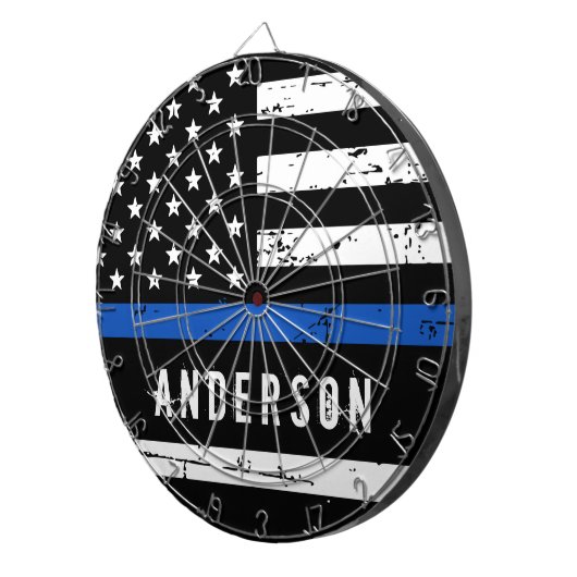 Aangepaste politievlag in blauwe lijn dartbord (Voorkant Rechts)