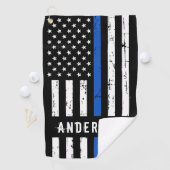 Aangepaste politievlag in blauwe lijn golfhanddoek (Insitu)