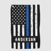 Aangepaste politievlag in blauwe lijn golfhanddoek (Voorkant)