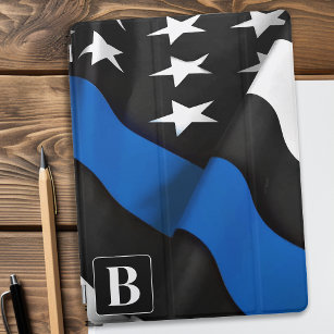 Aangepaste politievlag in blauwe lijn iPad air cover