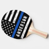 Aangepaste politievlag in blauwe lijn tafeltennisbatje (Zijkant)
