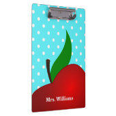 Aangepaste Polka Dot Red Apple-leraar Klembord (Rechts)
